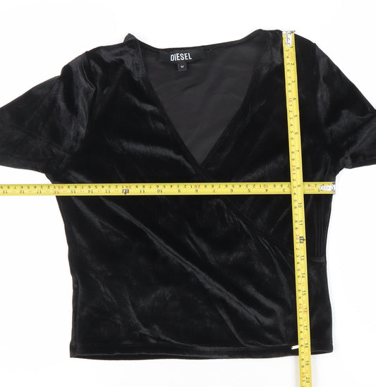 Womens UK Size M Diesel Black Wrap Blouse