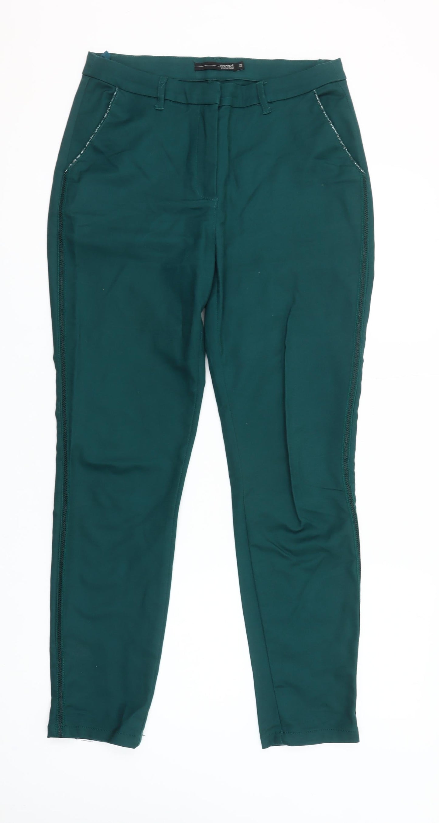 Trend Women's Green Slim Fit Stretch Trousers Size 8 Workwear