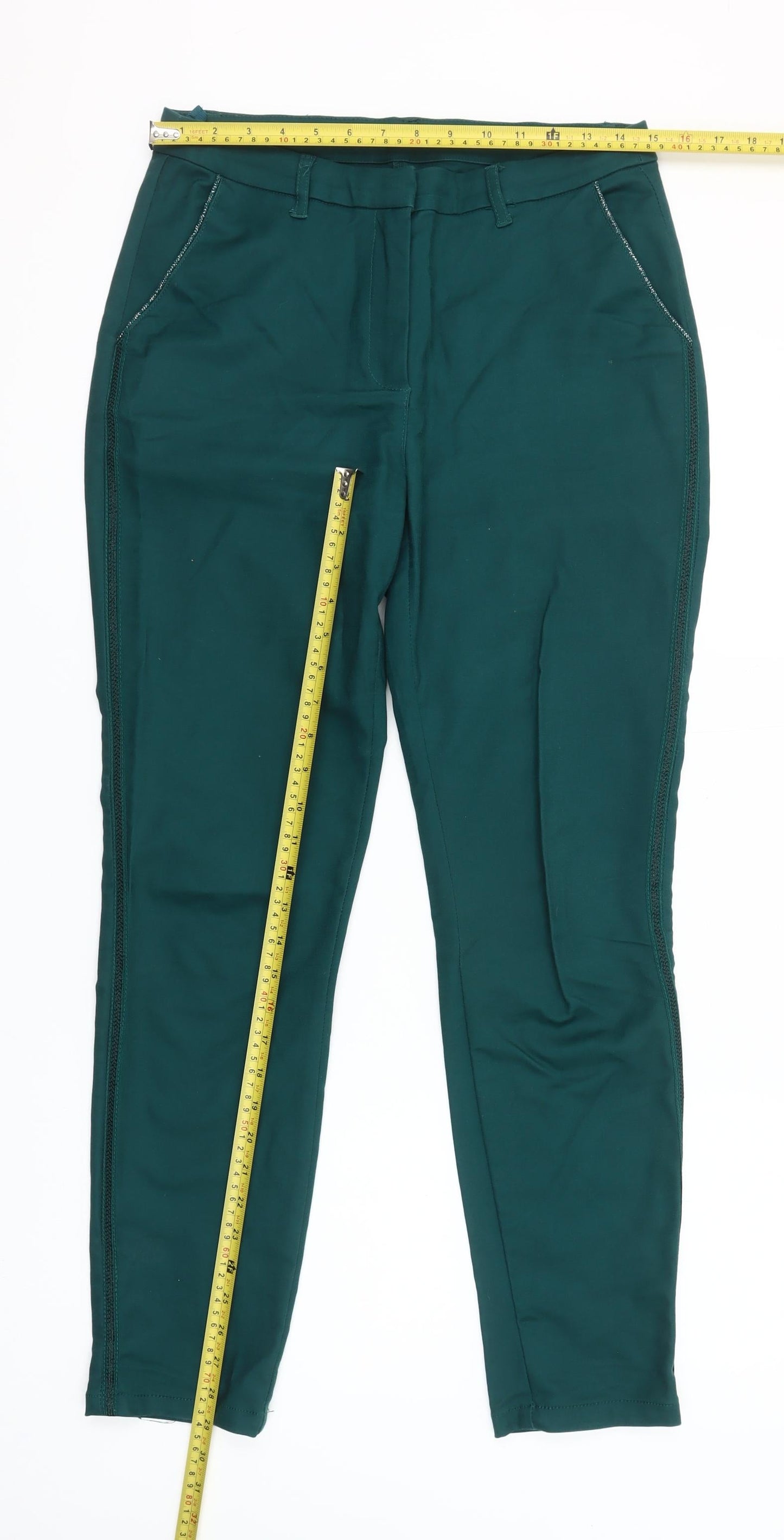 Trend Women's Green Slim Fit Stretch Trousers Size 8 Workwear