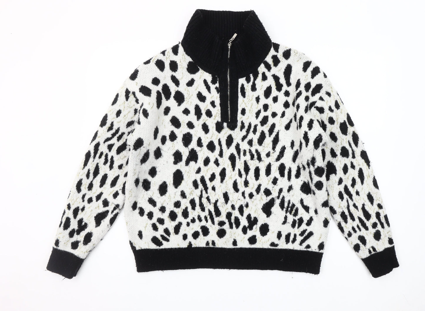 Rowen Avenue Womens Black White Animal Print XL Pullover Jumper
