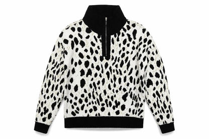 Rowen Avenue Womens Black White Animal Print XL Pullover Jumper