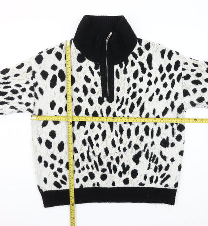 Rowen Avenue Womens Black White Animal Print XL Pullover Jumper
