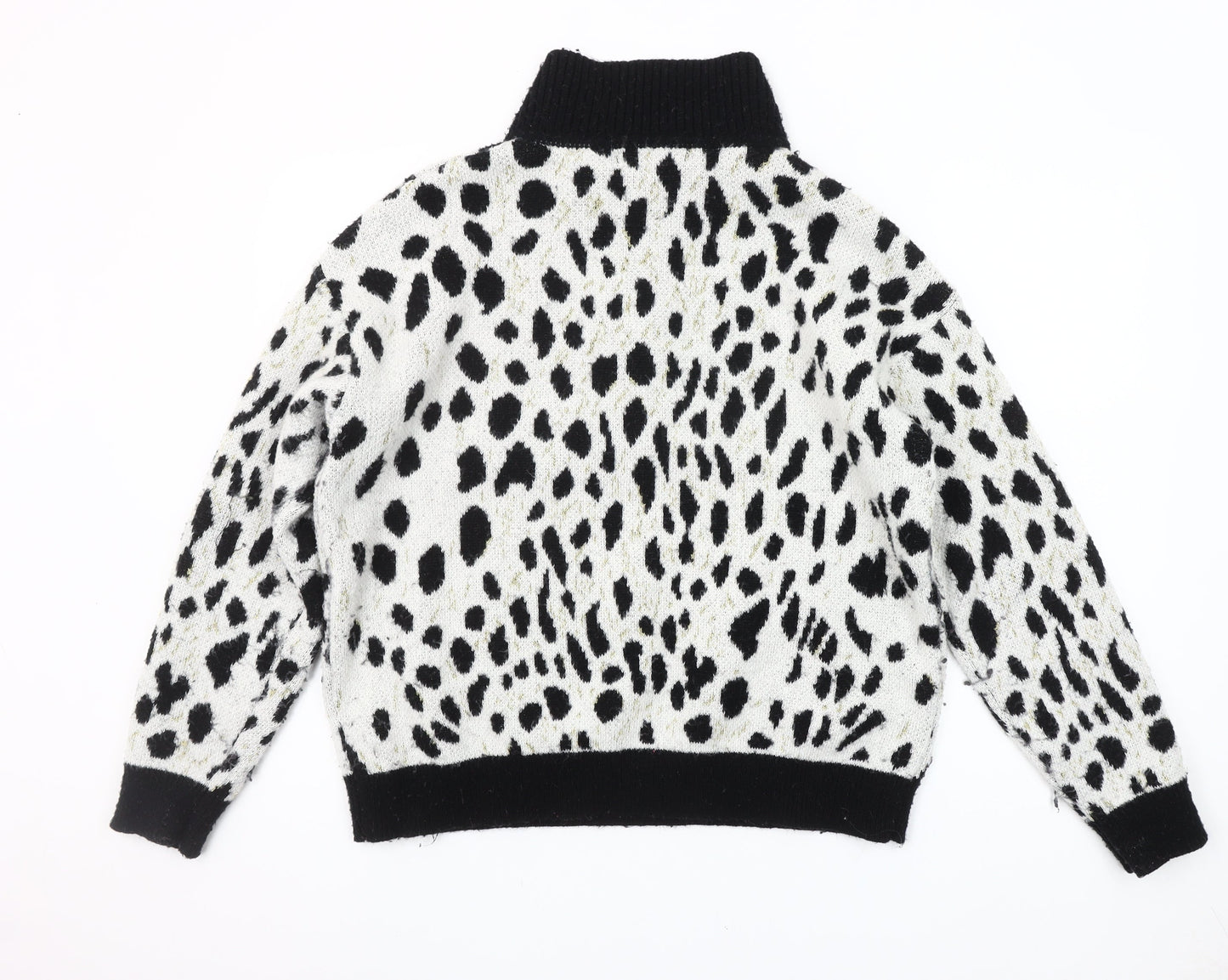 Rowen Avenue Womens Black White Animal Print XL Pullover Jumper
