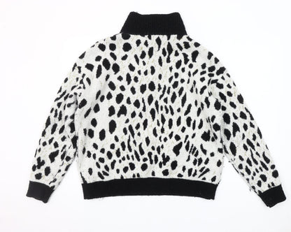 Rowen Avenue Womens Black White Animal Print XL Pullover Jumper