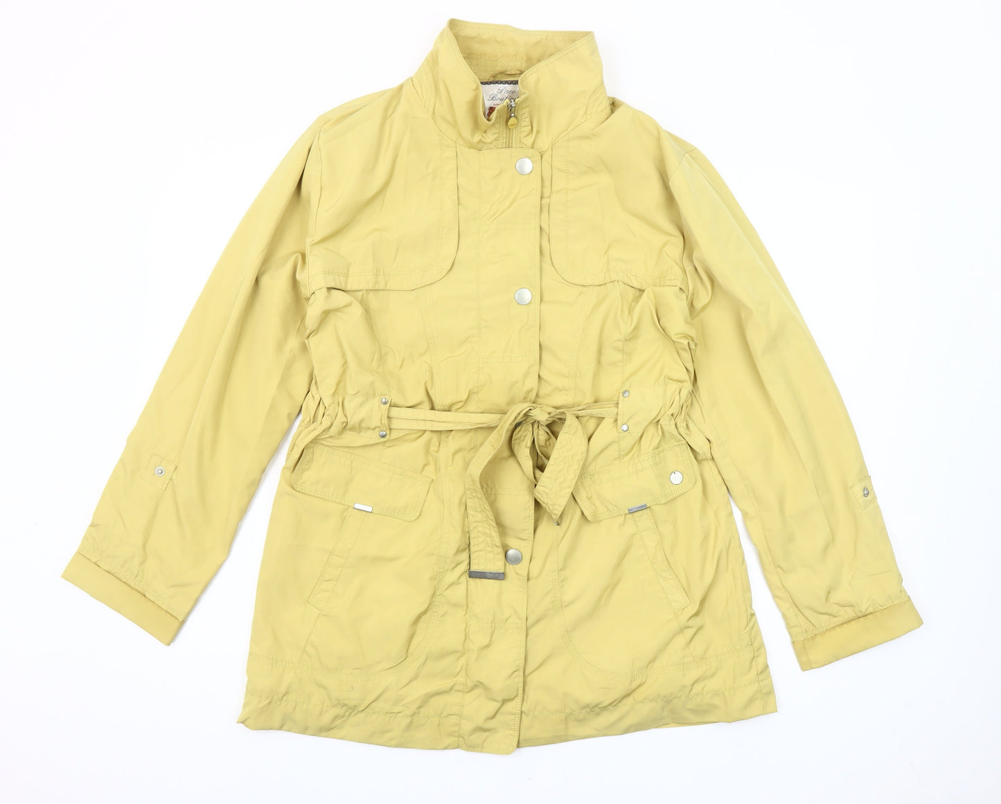 Paco Boutique Women’s Yellow Parka Jacket Size L Mid-Length Polyester