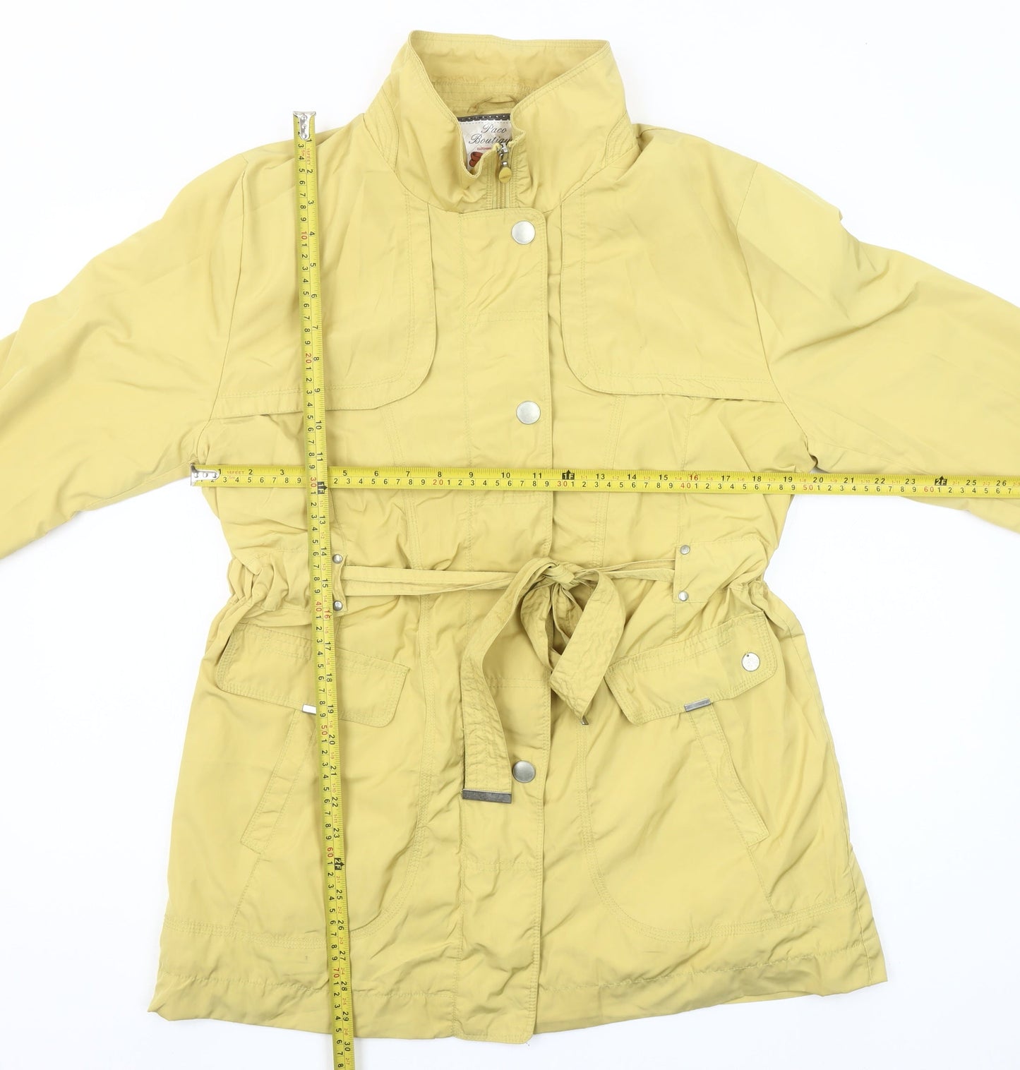 Paco Boutique Women’s Yellow Parka Jacket Size L Mid-Length Polyester