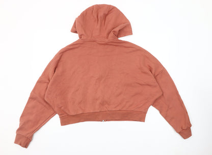 Adidas Women’s Rust Orange Hoodie Zip Sweatshirt UK 14 Logo Cotton