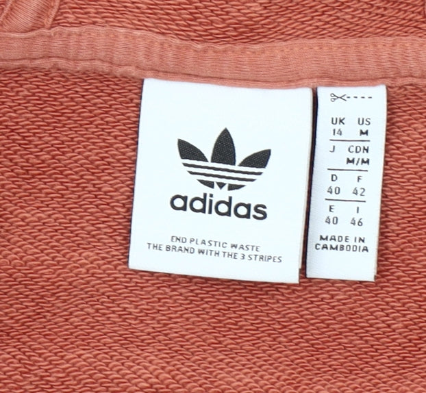 Adidas Women’s Rust Orange Hoodie Zip Sweatshirt UK 14 Logo Cotton