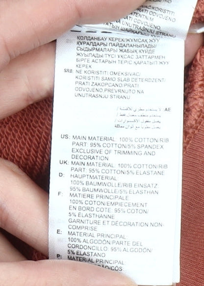 Adidas Women’s Rust Orange Hoodie Zip Sweatshirt UK 14 Logo Cotton