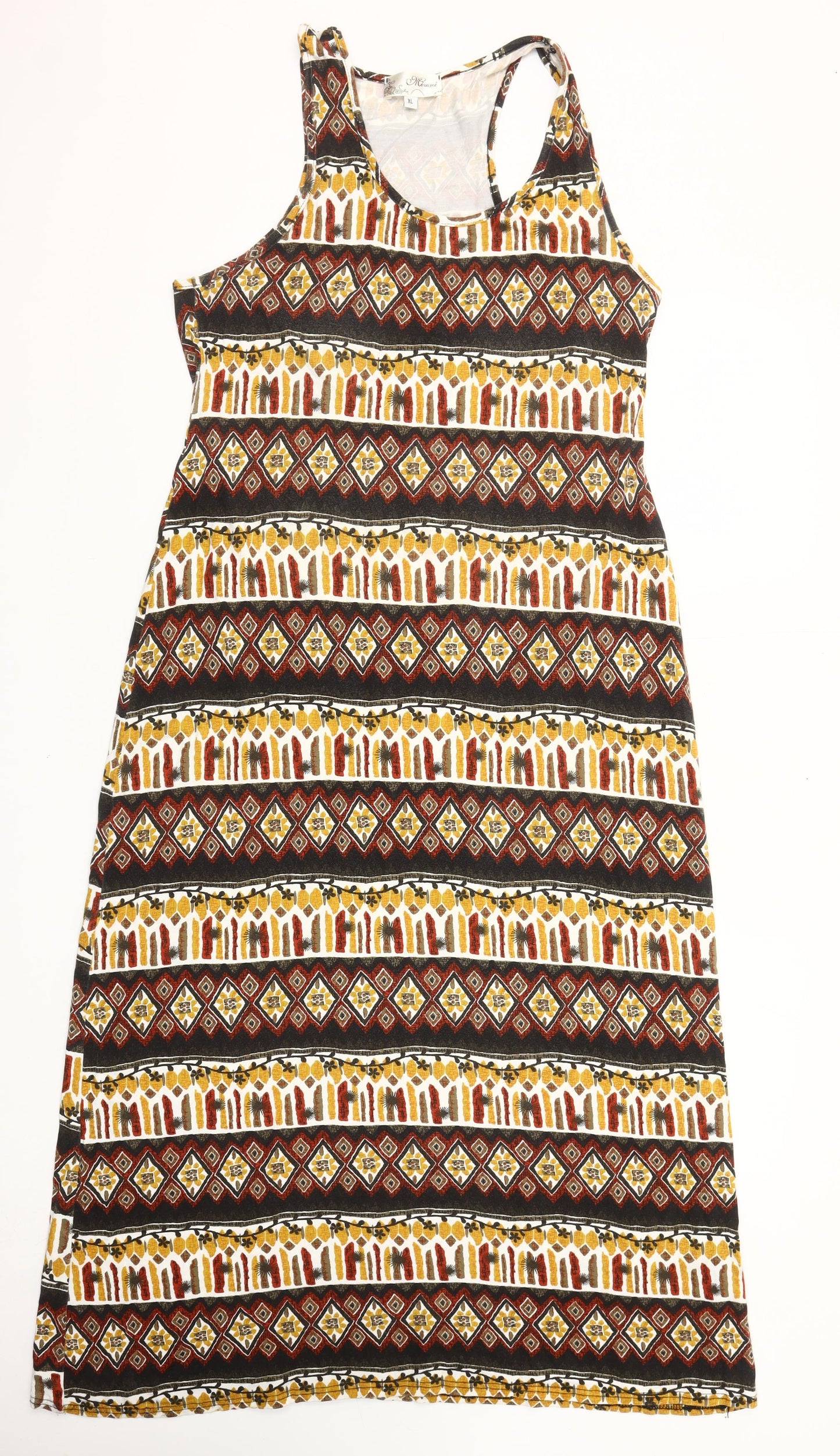 Mizumi Womens Multicoloured XL Tank Dress Geometric Boho Tribal Stretch