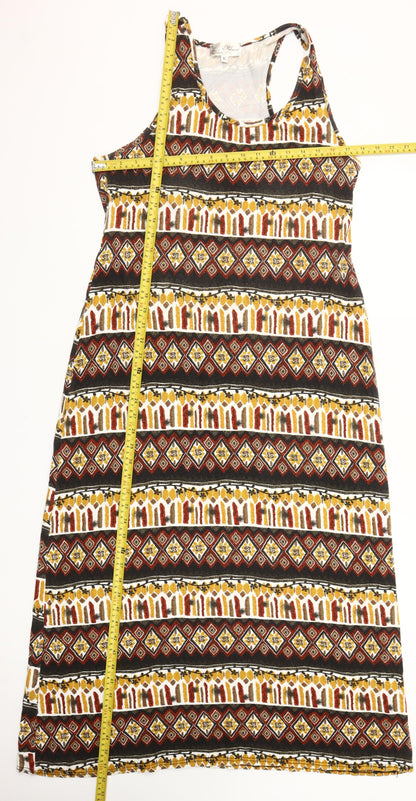 Mizumi Womens Multicoloured XL Tank Dress Geometric Boho Tribal Stretch
