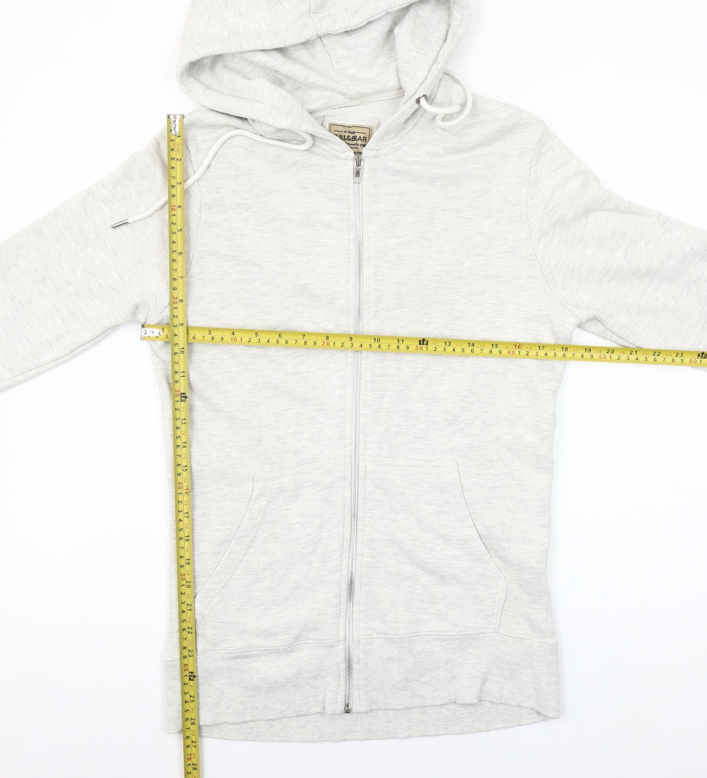 Pull & Bear Men’s Grey Full Zip Hoodie Size S Cotton Blend