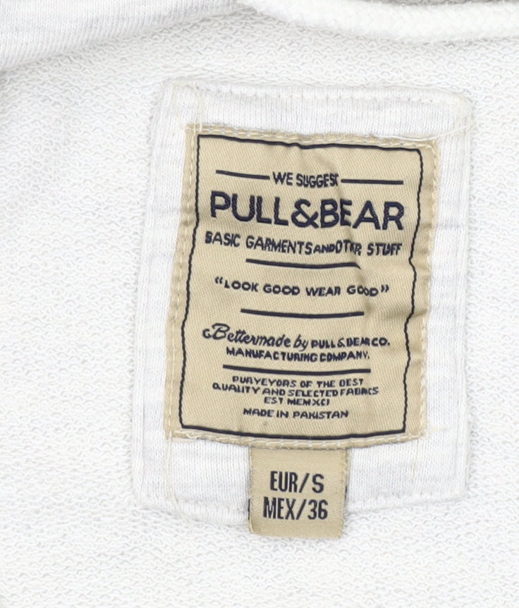 Pull & Bear Men’s Grey Full Zip Hoodie Size S Cotton Blend