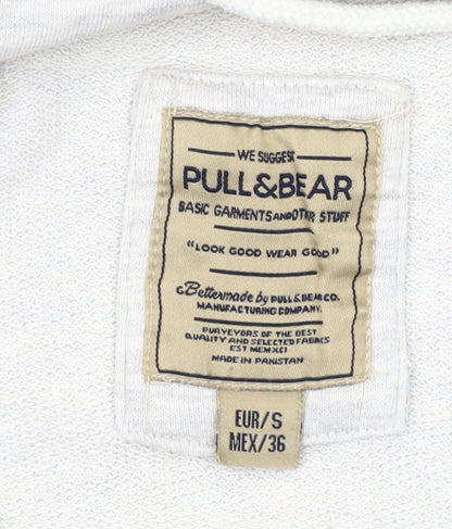 Pull & Bear Men’s Grey Full Zip Hoodie Size S Cotton Blend