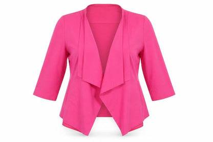 Front view of Savoir women’s pink, size UK 14, shawl lapel suit jacket