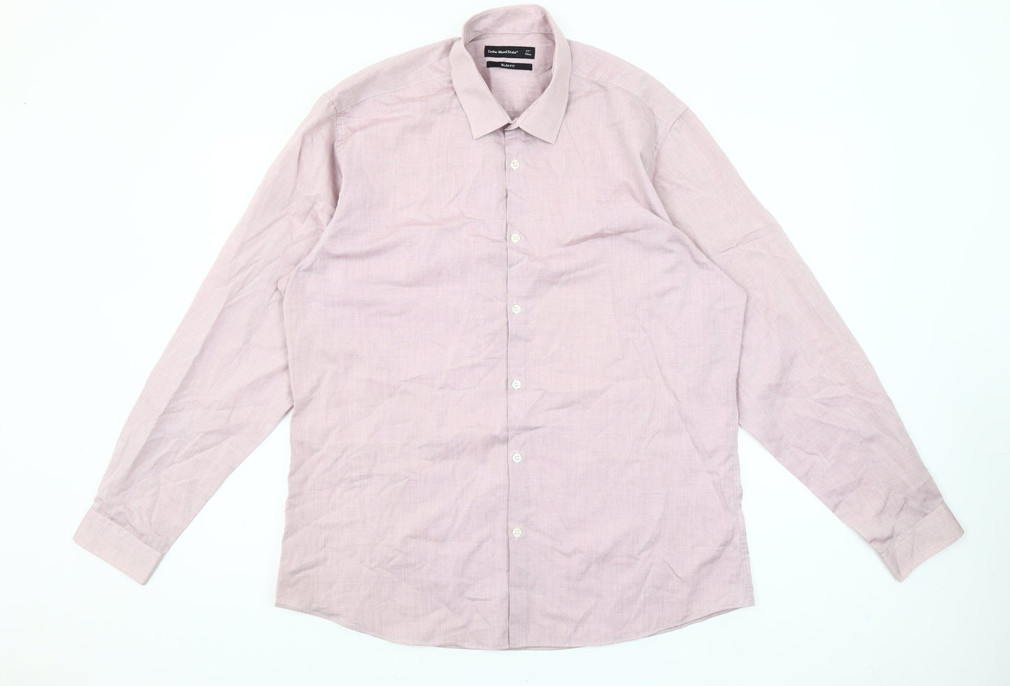 Cedar Wood State Men’s Pink Slim Fit Long Sleeve Button-Up Shirt Size 17