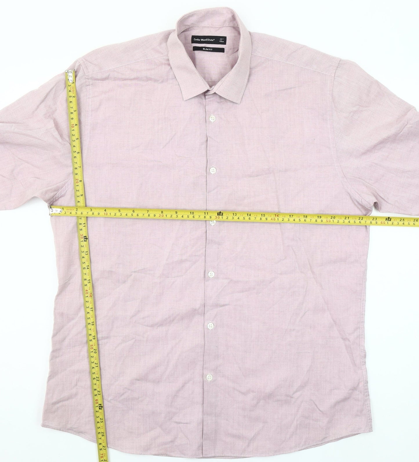 Cedar Wood State Men’s Pink Slim Fit Long Sleeve Button-Up Shirt Size 17