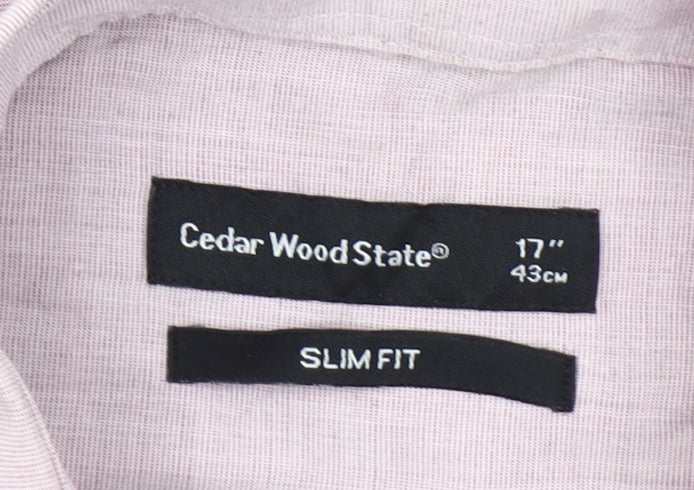 Cedar Wood State Men’s Pink Slim Fit Long Sleeve Button-Up Shirt Size 17