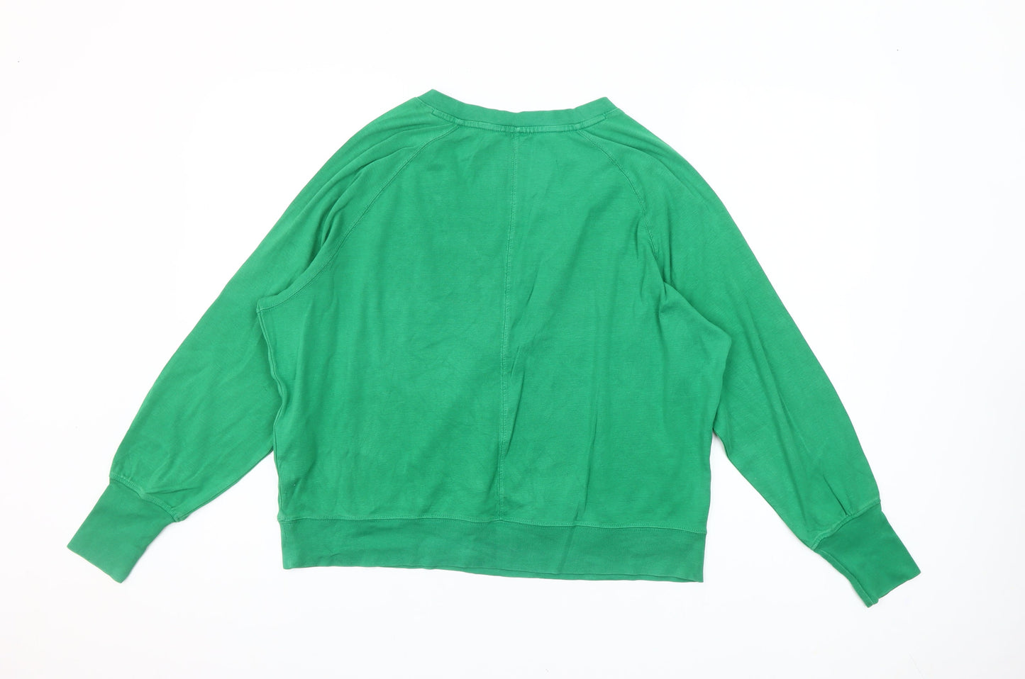 Hush Women's Green V-Neck Relaxed Fit Cotton Long Sleeve T-Shirt Size S