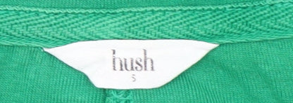 Hush Women's Green V-Neck Relaxed Fit Cotton Long Sleeve T-Shirt Size S