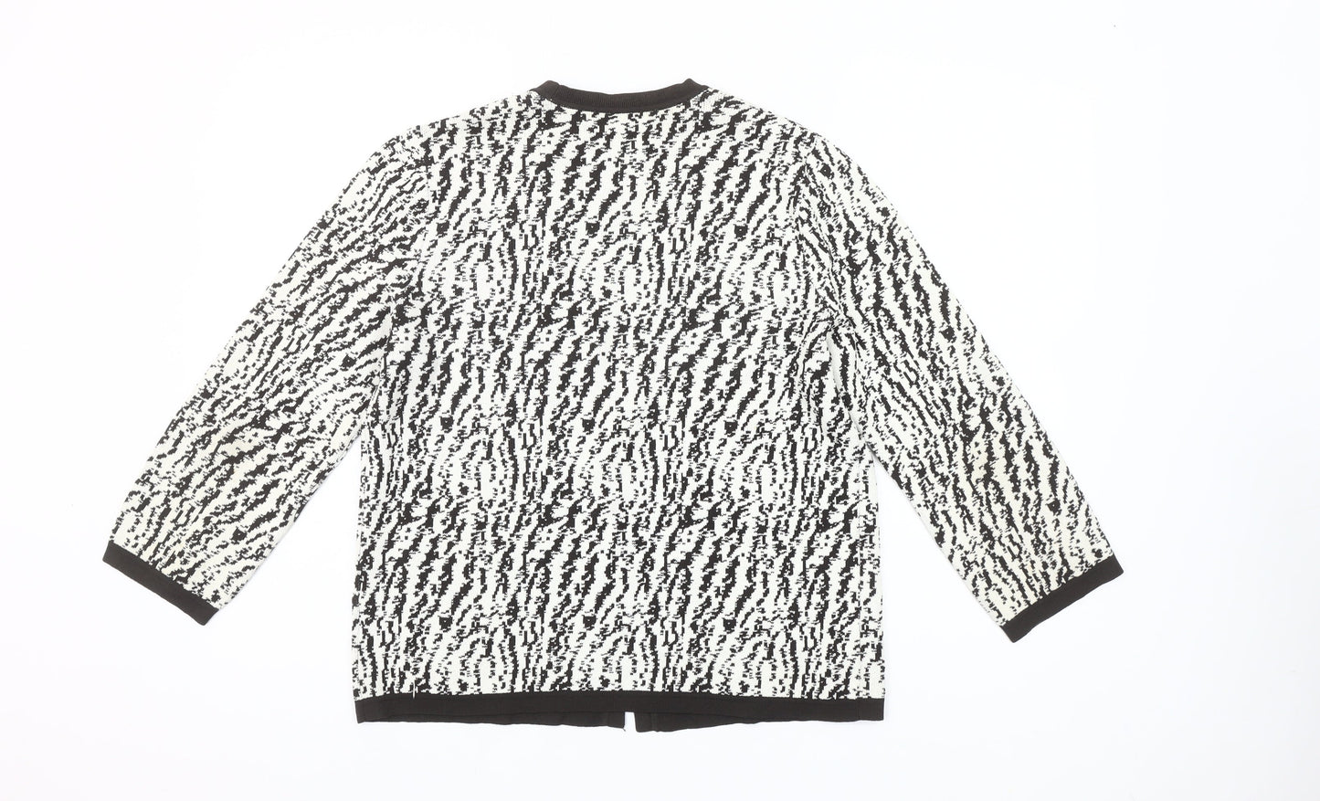 Jones New York Womens Black White Animal Print Cardigan L