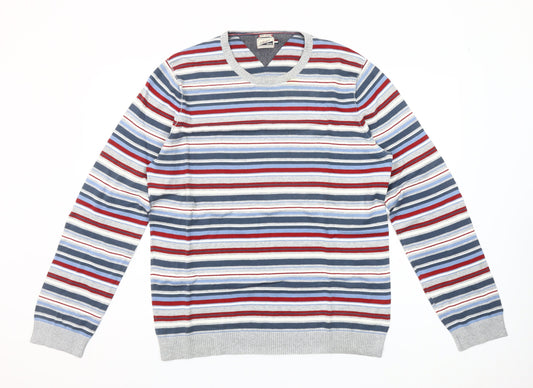 Tommy Hilfiger Men’s Multicoloured 2XL Striped Cotton Crew Neck Jumper