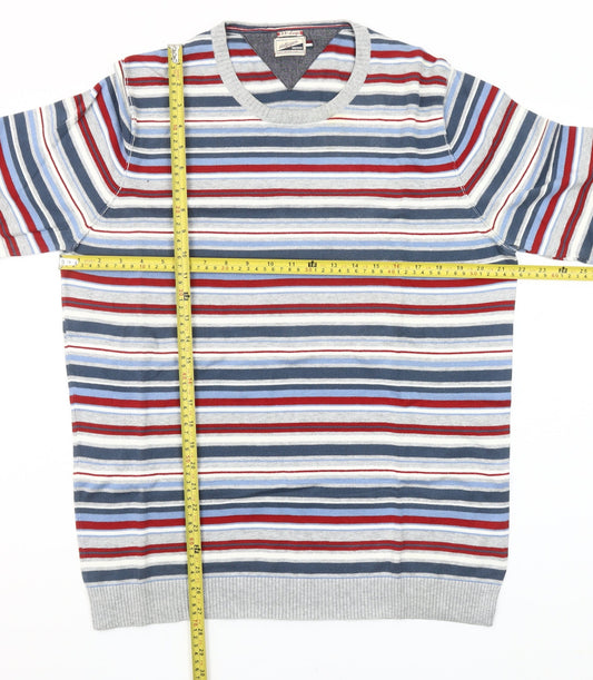 Tommy Hilfiger Men’s Multicoloured 2XL Striped Cotton Crew Neck Jumper