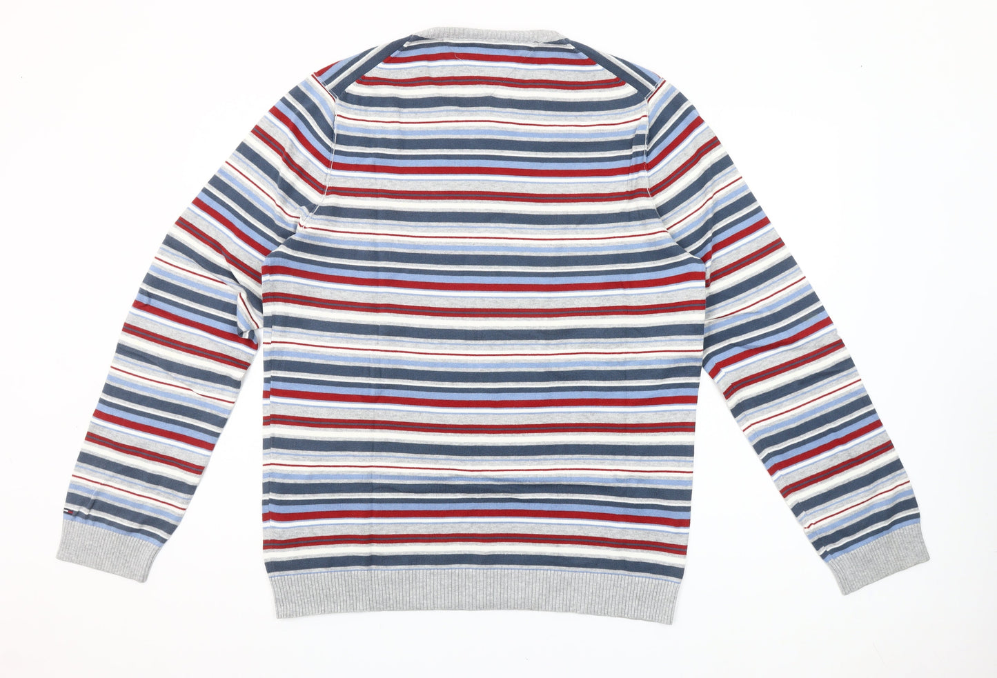 Tommy Hilfiger Men’s Multicoloured 2XL Striped Cotton Crew Neck Jumper