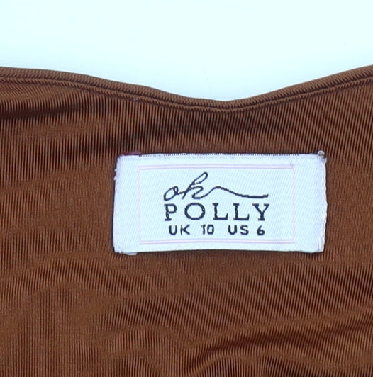Oh Polly Women Brown Size 10 Bodycon Mini Dress Long Sleeve Ruched