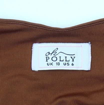 Oh Polly Women Brown Size 10 Bodycon Mini Dress Long Sleeve Ruched