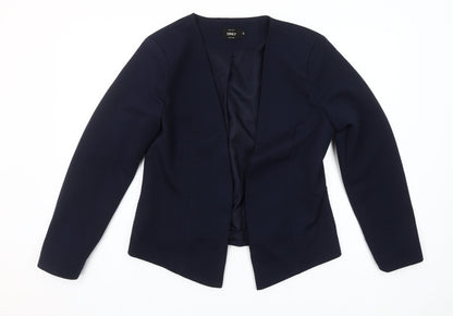 ONLY Womens Blue Tailored Open Front Blazer Jacket Size 10