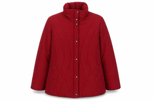 Olsen Womens Red Size 12 Puffer Jacket Quilted Mid Length Winter Coat