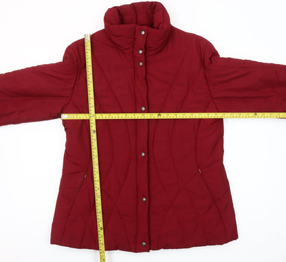 Olsen Womens Red Size 12 Puffer Jacket Quilted Mid Length Winter Coat