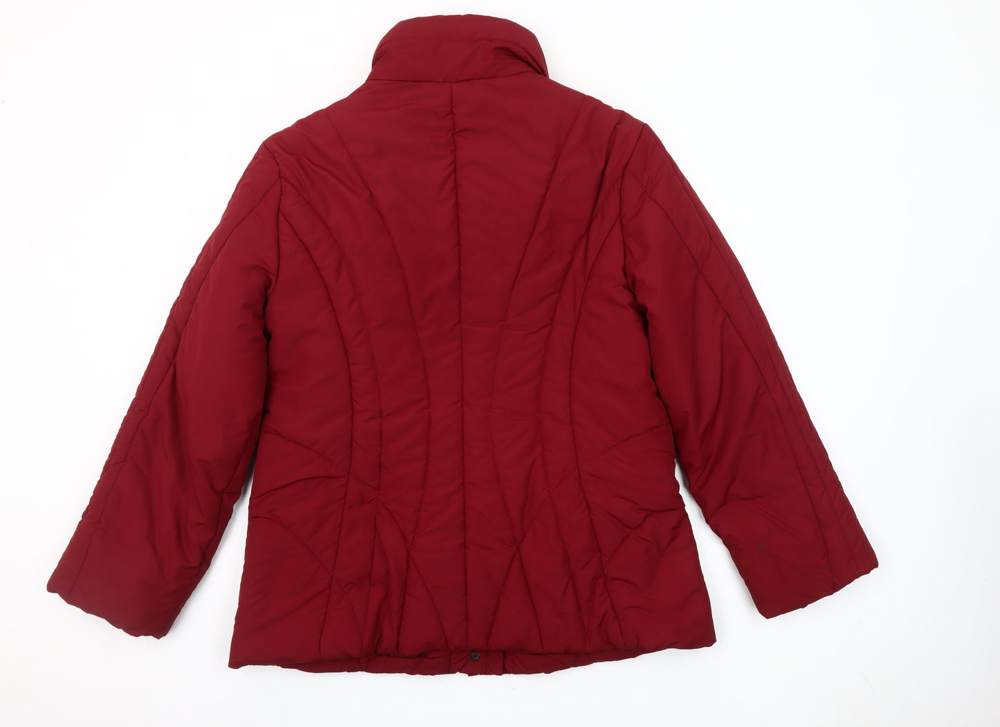 Olsen Womens Red Size 12 Puffer Jacket Quilted Mid Length Winter Coat