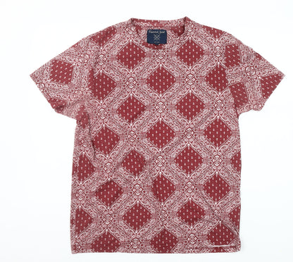 Twisted Soul Men Red Paisley Cotton T-Shirt Size L Crew Neck