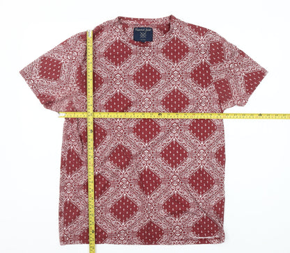 Twisted Soul Men Red Paisley Cotton T-Shirt Size L Crew Neck