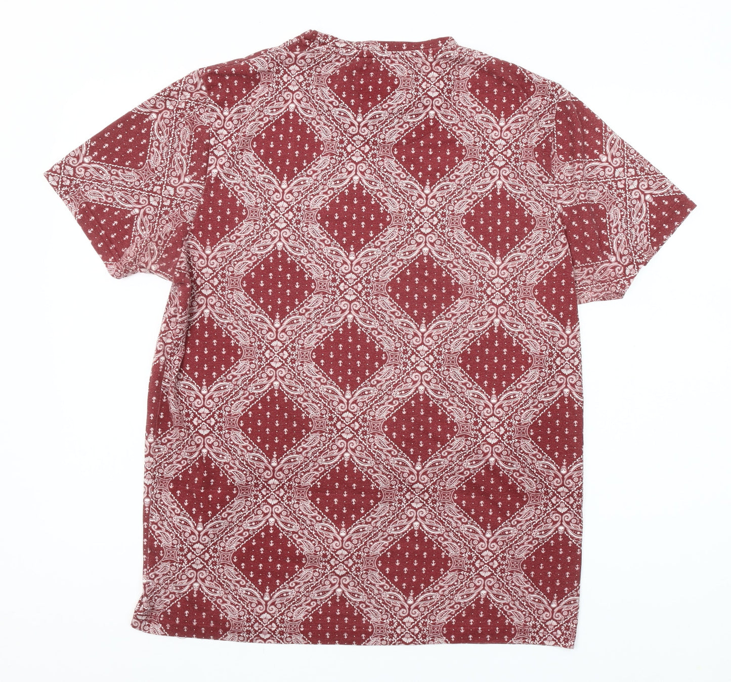 Twisted Soul Men Red Paisley Cotton T-Shirt Size L Crew Neck