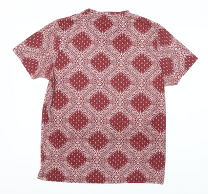 Twisted Soul Men Red Paisley Cotton T-Shirt Size L Crew Neck