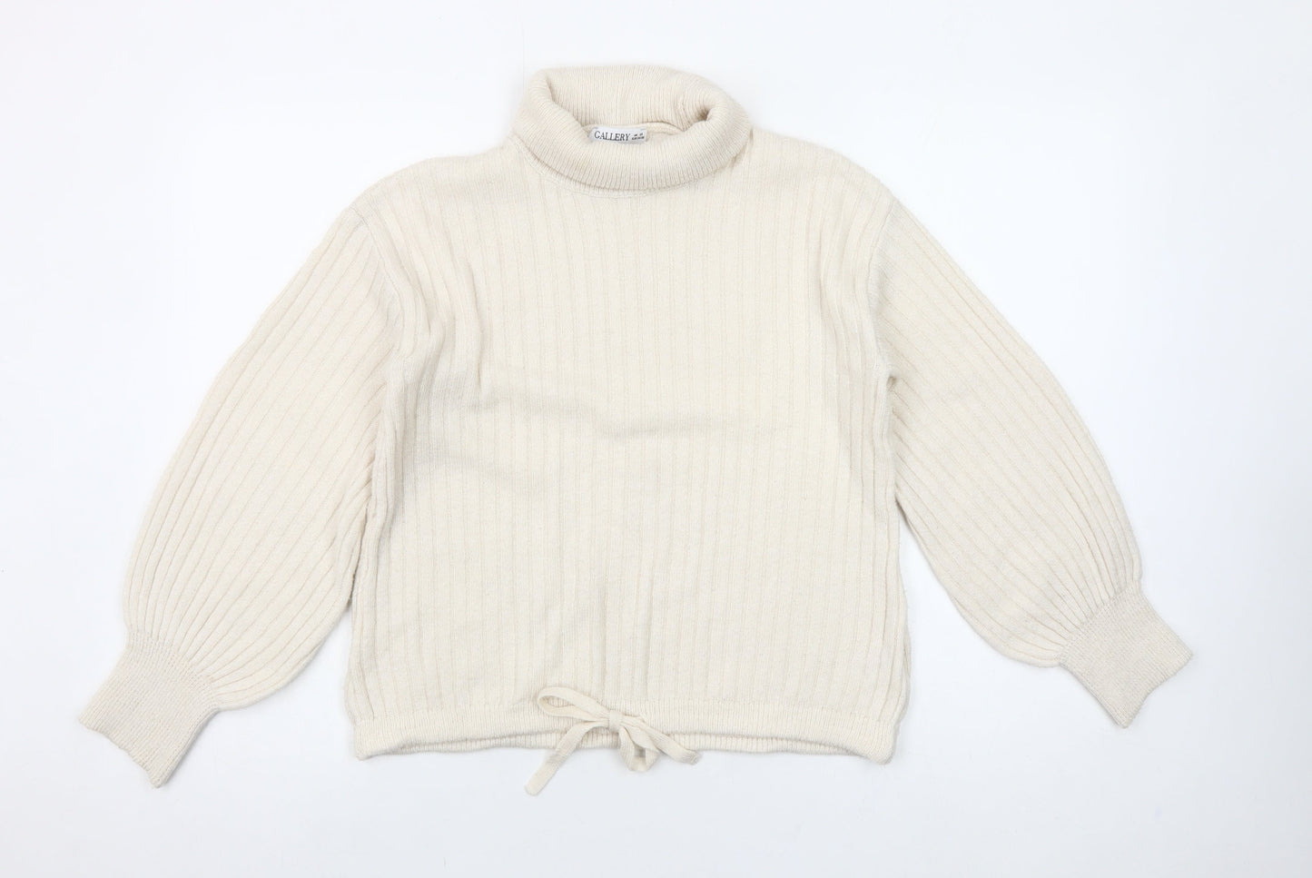 Gallery Women’s Ivory XS Roll Neck Knit Jumper Balloon Sleeve