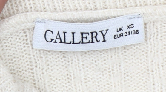 Gallery Women’s Ivory XS Roll Neck Knit Jumper Balloon Sleeve
