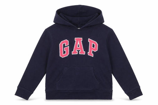Gap Girls Blue Logo Pullover Hoodie - Size 10-11 Years Cotton Blend