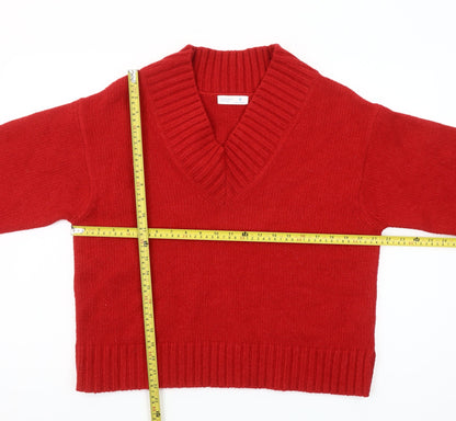 Primark Women’s Red V-Neck Knit Jumper Size M Regular Fit