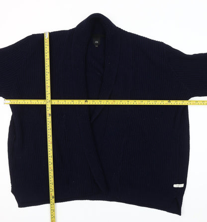 River Island Unisex Blue 2XL Chunky-Knit Open Cardigan Jumper