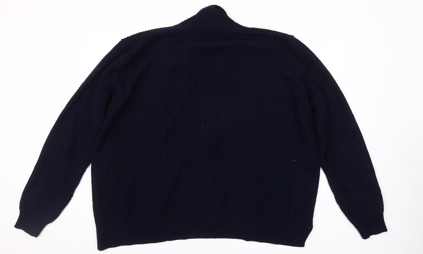 River Island Unisex Blue 2XL Chunky-Knit Open Cardigan Jumper