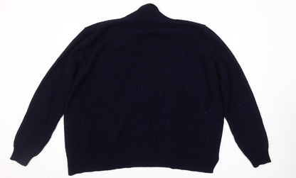River Island Unisex Blue 2XL Chunky-Knit Open Cardigan Jumper