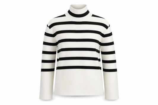 H&M Womens XS Black White Striped Roll Neck Pullover Jumper