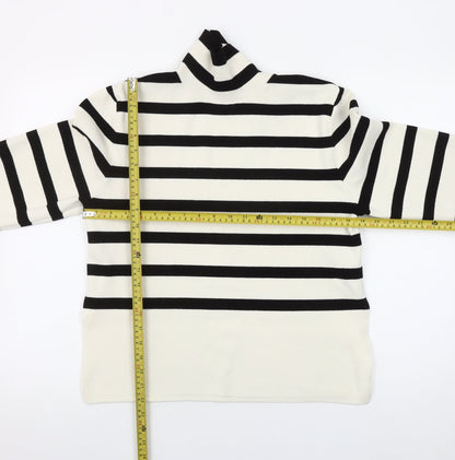 H&M Womens XS Black White Striped Roll Neck Pullover Jumper