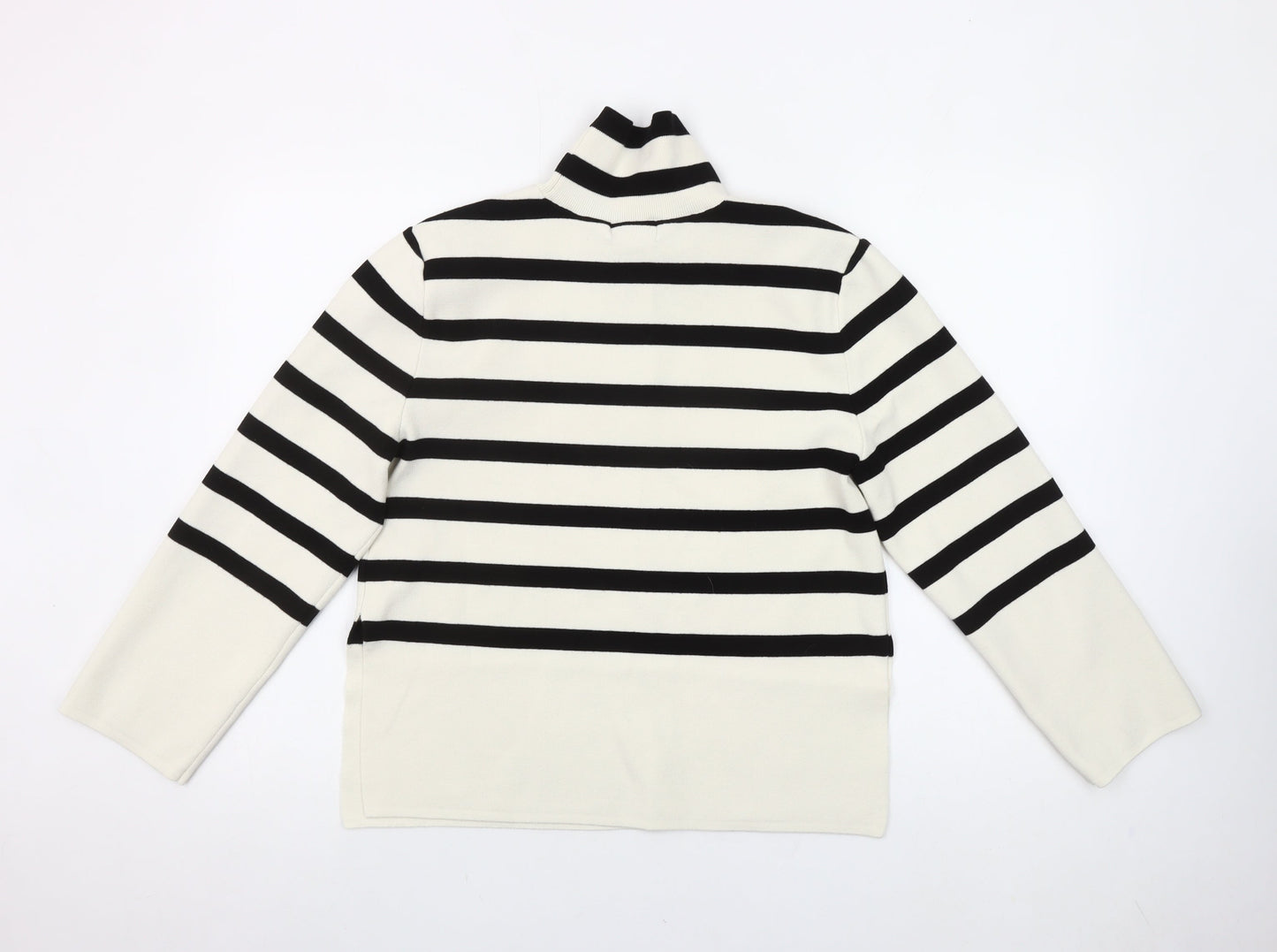H&M Womens XS Black White Striped Roll Neck Pullover Jumper