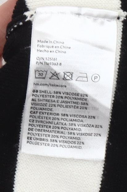 H&M Womens XS Black White Striped Roll Neck Pullover Jumper