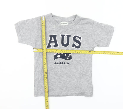 Oz Designs Girls Grey T-Shirt Size 6 Years AUS Flag Print Casual Top